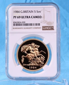Reino Unido 5 Soberanos 1984 39,94 g Oro 917 NGC PF 69 Ultra Cameo - Imagen 1 de 4