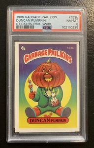 1986 Garbage Pail Kids Duncan Pumpkin 153b PSA 8 NM-MT-NICE PINK SWIRL ERROR TWT - Picture 1 of 8