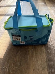 Trader Joe’s BLUE with Green Zipper Mini Insulated BAG /TOTE NEW, Genuine - Picture 1 of 4