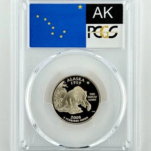 Alaska Quarter PR 70 DCAM PCGS Clad 2008 S Best Top Grade 25c State Flag Label - Picture 1 of 8