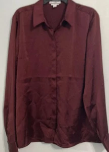 Express Portofino Slim Size Small Metallic Burgund Langarm Bluse. - Bild 1 von 2