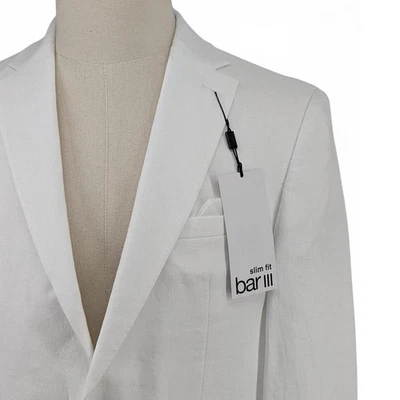 Bar Iii Men's Slim-Fit 100% Linen Sport Coat Blazer Suit Jacket White 44 L - Image 1 of 4