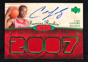 Carl Landry 2007 Upper Deck UD Premier #121 ROOKIE PATCH AUTO Emerald #46/49 - Picture 1 of 2