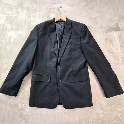 Calvin Klein Blazer Jacket Men's 16 Regular Black Pinstripe Suit Coat Two Button - Image 1 of 4