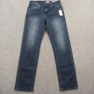 Volcom Jeans Mens 28 Blue Solver Straight Dark Wash Mid Rise Zip New - Picture 1 of 18