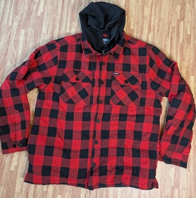 Sudadera con Capucha Hawk Franela Rojo Búfalo a Cuadros Cremallera Completa Sudadera Botón Chaqueta L Foto 1 de 4