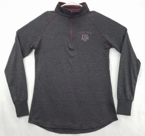 Texas A&M Aggies Shirt Womens Large Gray Colosseum Stretch 1/4 Zip Pullover ATM - Picture 1 of 9