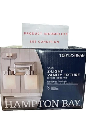 Hampton Bay Cade 11.7 in. 2-Light Brushed Nickel Bathroom Vanity Missing Part. - Image 1 of 3