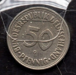 S665: Moneta Coin GERMANIA 50 Pfennig 1950 Zecca G - Picture 1 of 1