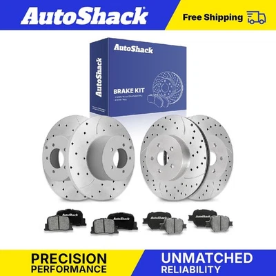 Front Rear Drilled Slotted Brake Rotors Ceramic Pads for Scion tC 2.4L - Image 1 of 4