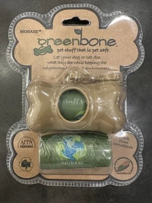 GREENBONE Earth Friendly Dispensador de Residuos de Perros y Hueso Dorado/Bronceado 24 Bolsas para Caca NUEVO Foto 1 de 4