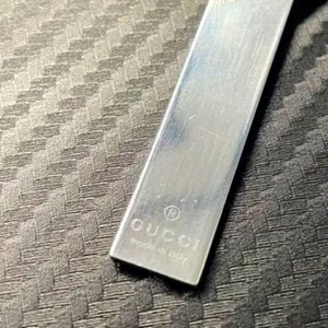 Collar Gucci Plata 925 Logo Placa Doble Cadena 16.54 pulgadas - Imagen 1 de 5