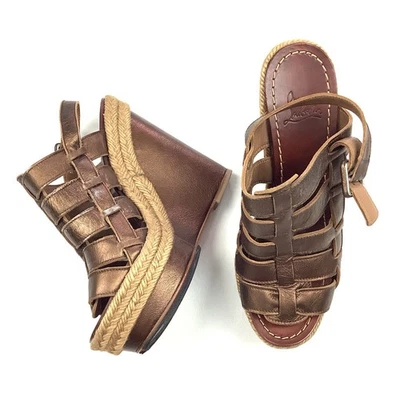 Christian Louboutin Barcelona Alpargata Cuña Sandalias Bronce Metálico EU 35 US5 Foto 1 de 4