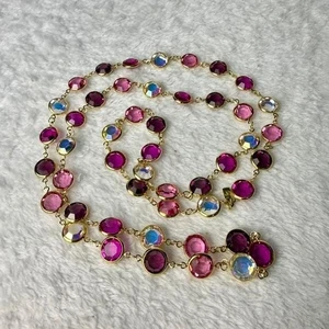 Collar de cristal de Swarovski vintage firmado rosa amatista 36 pulgadas - Imagen 1 de 9