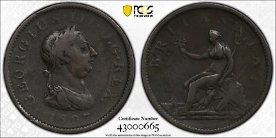 Centavo Gran Bretaña 1807 1D graduación profesional VF30 S-3780 Foto 1 de 3