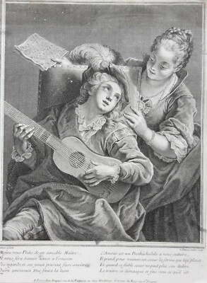 Nicolas-Gabriel Dupuis nach Jean Raoux, Taille-douce, La leçon de musique, - Bild 1 von 4