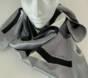 Caban Scarf Soft 100% Silk Twill Hijab 34" X 33" Signed by Helen Shadys of Grey - Picture 1 of 11