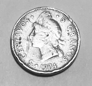 1974 Repubblica Dominicana moneta da 5 centesimi - Foto 1 di 2