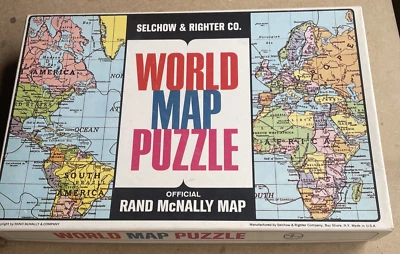Vntg Rand McNally World Map Puzzle Selchow & Righter 83 Pieces No. 517 Complete - Image 1 of 4