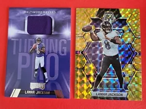 LAMAR JACKSON ROOKIE TRIKOTKARTE +2023 MOSAIK GOLD PRIZM BALTIMORE RABENS U von L - Bild 1 von 6