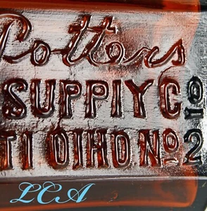 Antique OHIO bottle misspelled = OIHO amber HAIR Coloring LABELED & EMBOSSED - Picture 1 of 6