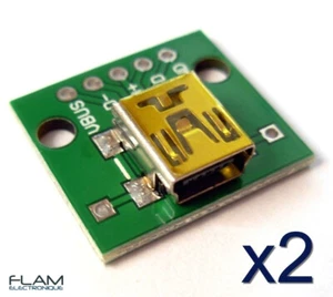 2x Module PCB Mini USB femelle / High quality female connector module PCB board - Imagen 1 de 8