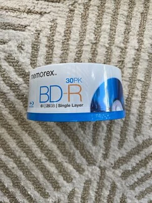 30-pk Memorex Blu-Ray Discs BD-R 4X 25GB; Single Layer Discs for HD Media! - Image 1 of 2