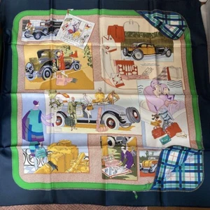Hermes Carre90 L ELEGANCE ET LE CONFORT EN AUTOMOBILE Scarf Silk Navy Rare nobox - Picture 1 of 10