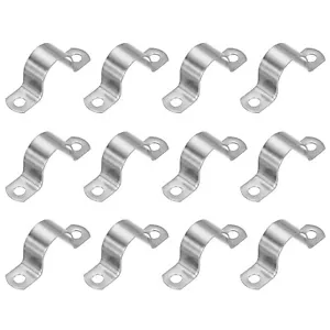 12Pcs 1-1/9" (27mm) Rigid Pipe Strap 2 Hole U Bracket Thicken Conduit Tube Clamp - Picture 1 of 7