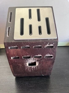 Calphalon 16 Slot Self Sharpening Knife Block Dark Wood Block Only - Picture 1 of 9