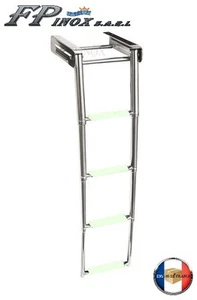 Echelle 4 Marches Blanche Escamotable avec Glissière Télescopique inox 316 - A4 - Imagen 1 de 3