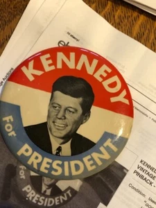 JOHN F KENNEDY for President Button Pin Back VINTAGE 1960 Presidential Campaign - Picture 1 of 5