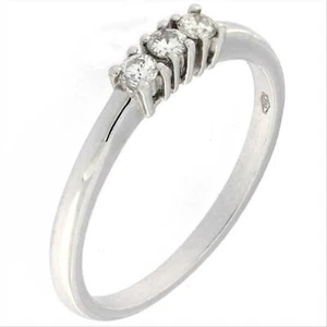 Anello Trilogy Donna Oro Bianco 18kt T002 Diamanti Naturali 0.21ct G Color VS1 - Imagen 1 de 5