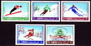 Liban Liban 1968 ** Mi.1033/37 Ski Verband FIS Skoki narciarskie Slalom Sport