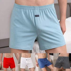 Boxer été homme short sous vêtement homme couleur unie caleçon jambes larges - Picture 1 of 28