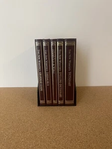 Vintage 1993 Websters 5 Piece Boxed Reference Book Set Red And Gold Lexicon - Picture 1 of 5