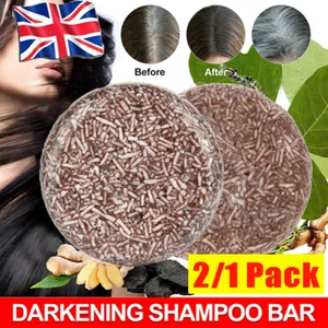 2/1Pc Grey Hair Reverse Shampoo Bar Organic Essence Hair Darkening Shampoo Soap - Picture 1 of 15