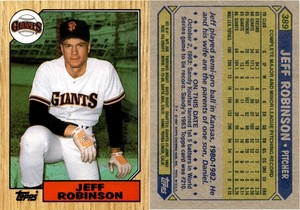 1987 Topps Jeff Robinson  #389 Error Baseball Card 