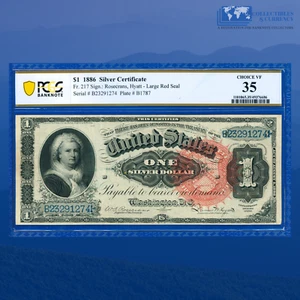 Fr.217 1886 $1 Silver Certificate "MARTHA WASHINGTON", PCGS Ch VF 35 #29127 - Picture 1 of 3