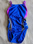 SPEEDO Pro LT One Piece Swimsuit Womens 8/34 Royal Blue Gray Purple Swim Suit