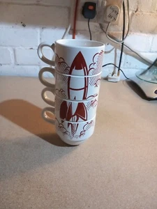 JAMIE OLIVER "ROCKET" STEINGUT STAPEL KAFFEETASSEN BECHER - Bild 1 von 5