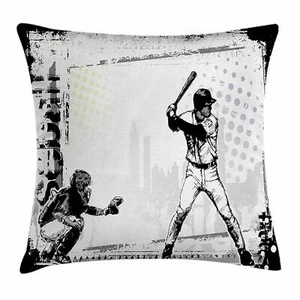 American Sport Team Rustic Design Silhouette Decorative Square Pillow Case - Picture 1 of 1