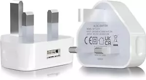 USB Port Fast Charger Adaptor UK Mains Wall 3 Pin Plug for Phone Tablet - Picture 1 of 7