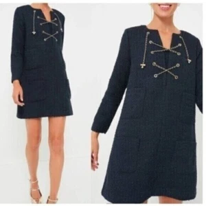 Tuckernuck | NEW Navy Tie Tweed Kelly Notched Neckline Mini Dress Size XXL - Picture 1 of 11