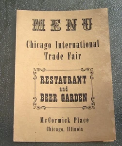1960s Chicago International Trade Fair Restaurant And Beer Garden MENU McCormick - Picture 1 of 2