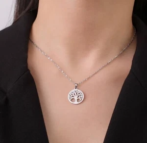 Lebensbaum Halskette Gold Silber Edelstahl Kette Baum des Lebens Anhänger Damen - Bild 1 von 22