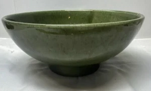 VTG Haeger Pottery Footed Console Bowl #101 Matte Green 8" - Picture 1 of 12