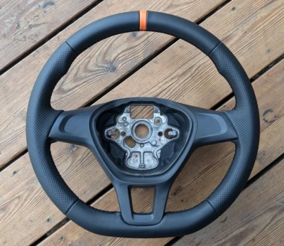 NEW LEATHER Steering Wheel VW T6 Transporter MAN TGE Crafter II Golf 7 FLAT BOTT - Image 1 of 4