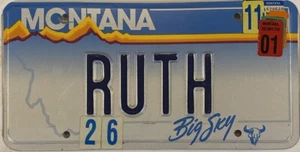 Vanity RUTH license plate Ruthe Ruthann Ruthie Ruthelle Ruthi Ruthina Ruthi MT - Picture 1 of 7