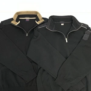 Lot Of 2 Paul & Shark Yachting Sweater 1/4 Zip Black Sz Medium Cotton Wool Italy - Bild 1 von 22